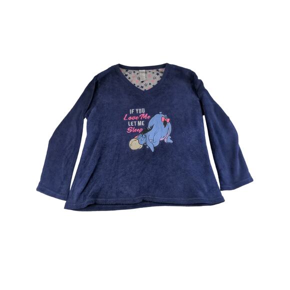 Disney Eeyore Pajama Top Size XL 16-18 Purple Embroidered Winnie the Pooh - Picture 1 of 11